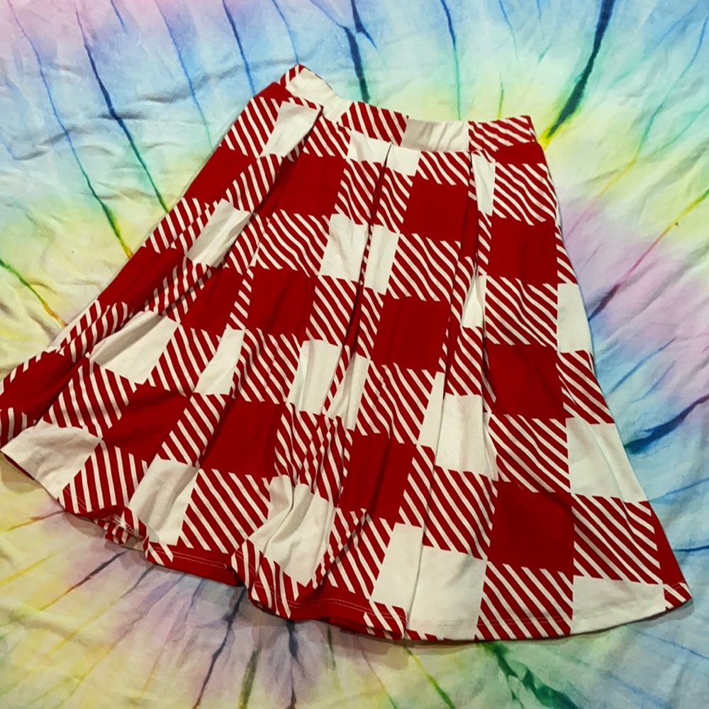 LuLaRoe Madison Skirt Red and White Check Medium
